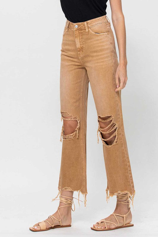 90's high-waisted crop flare jeans