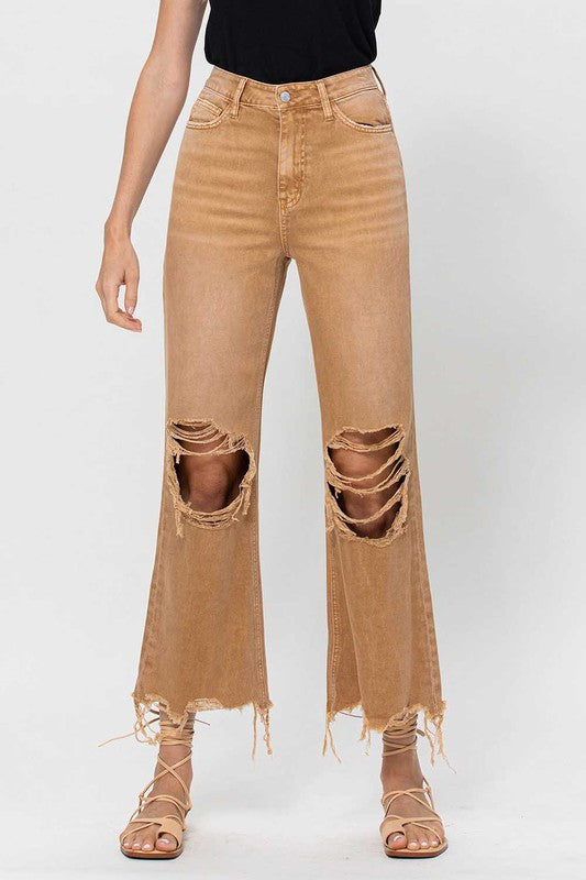 90's Retro High-Waisted Crop Flare Jeans