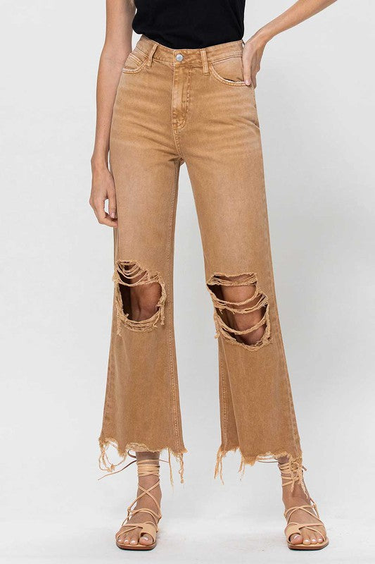 90's Retro High-Waisted Crop Flare Jeans