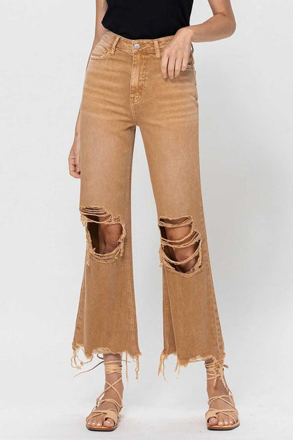 90's high-waisted crop flare jeans