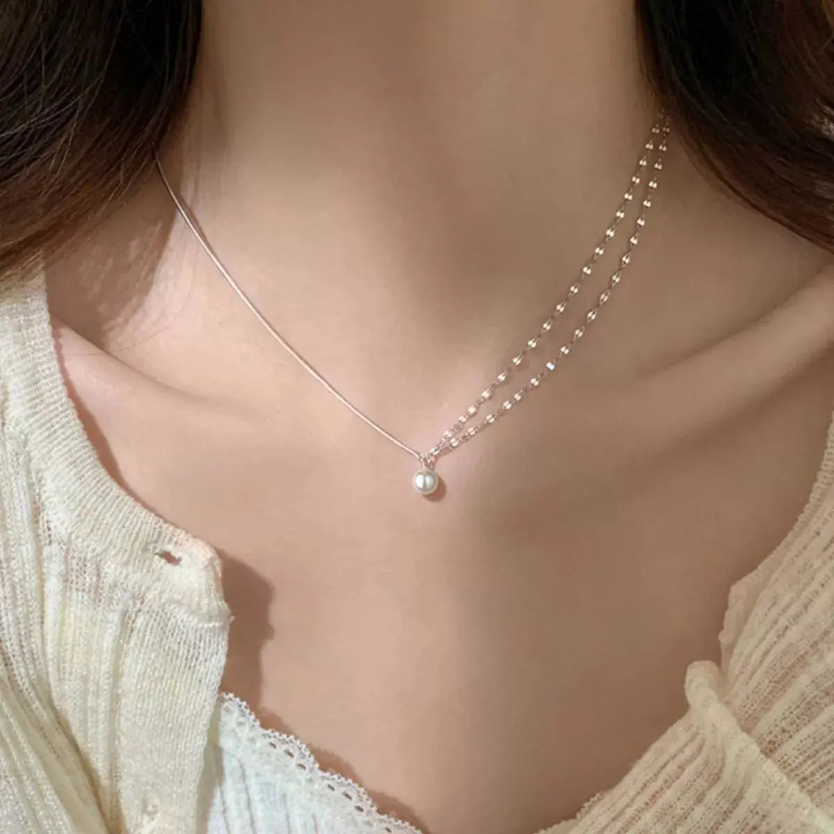 Pearl Pendant Layered Necklace Simply Love
