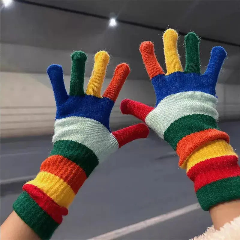 Colorful Striped Knitted Gloves Simply Love