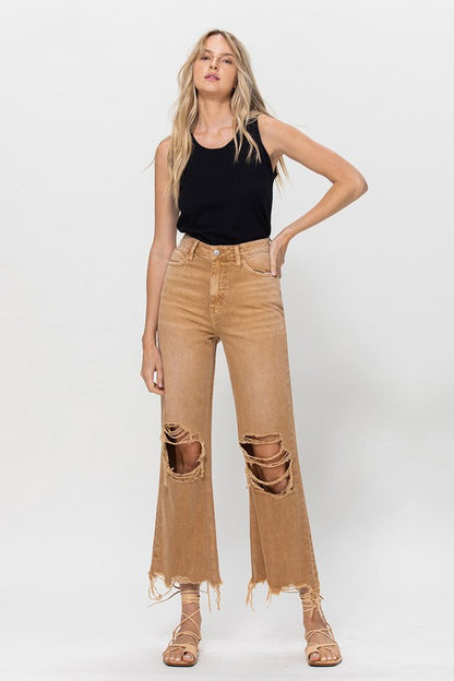 90's Retro High-Waisted Crop Flare Jeans