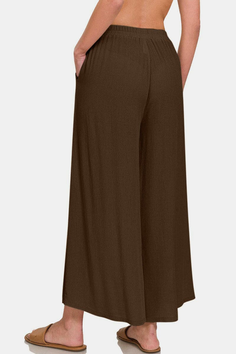 Zenana Woven Wide Leg Pants With Pockets.