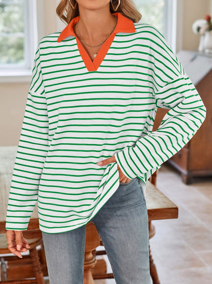 Chic striped long sleeve tee