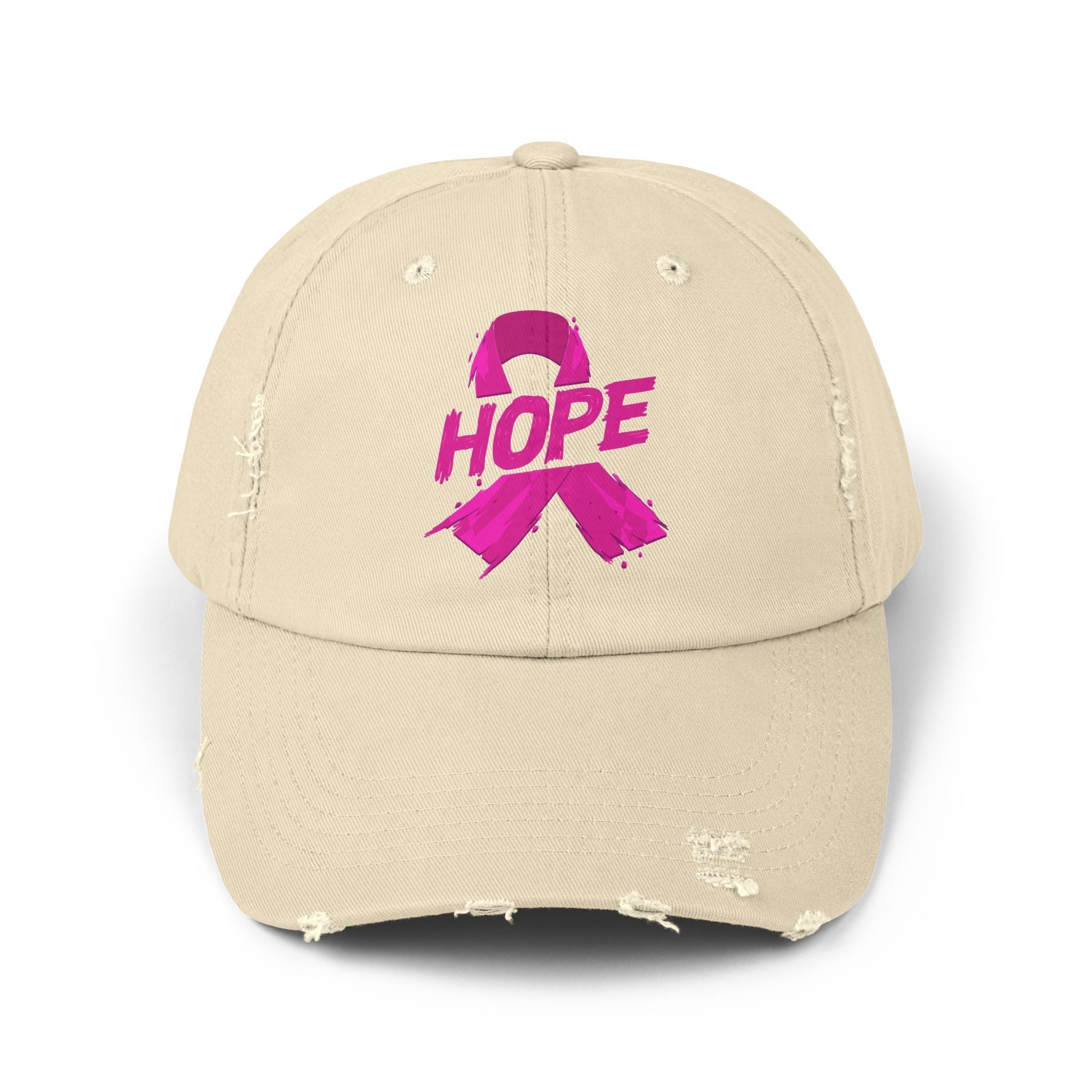 Hope Distressed Cap Unisex Cotton Twill Hat For Breast Cancer Awareness Gift Fundraising Everyday Style Coco’s Tee Boutique