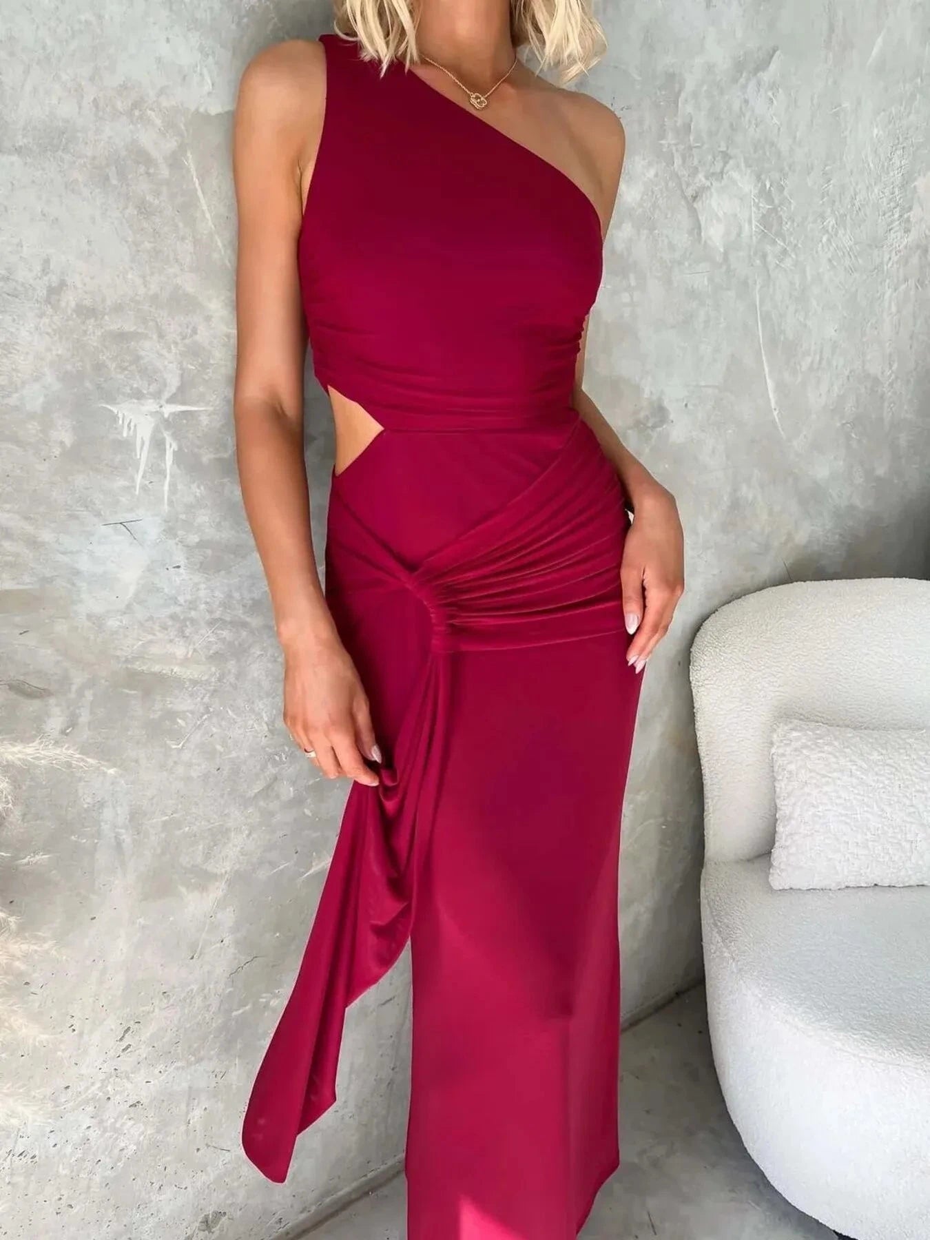 One-Shoulder Cutout Bodycon Maxi Dress Coco’s Tee Boutique