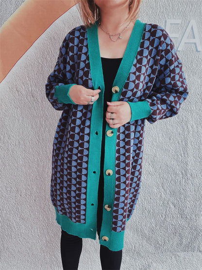 Geometric cardigan with trim