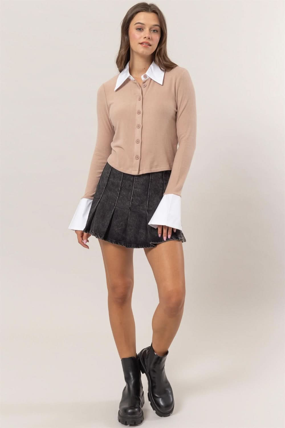 Hyfve collared crop cardigan