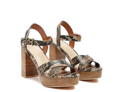 Rag&co tan snake print sandals