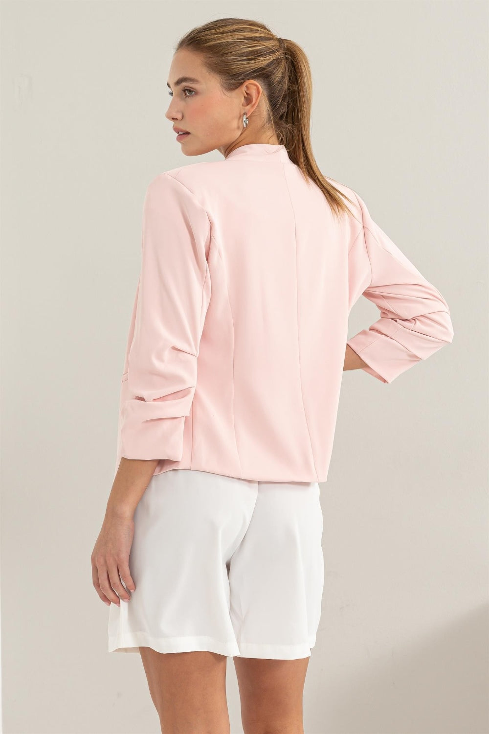HYFVE Open Front Ruched Sleeve Blazer Coco’s Tee Boutique