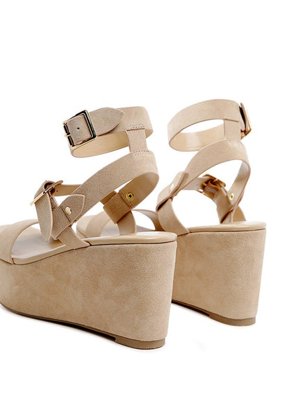 Rag&co suede leather wedge sandals