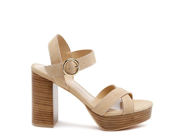 Rag&Co suede block heeled sandals