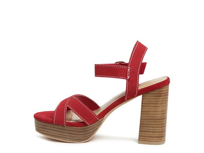 Rag&Co suede block heeled sandals