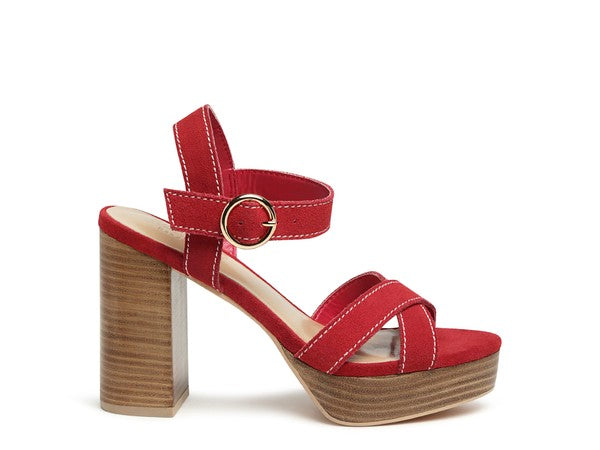 Rag&Co suede block heeled sandals