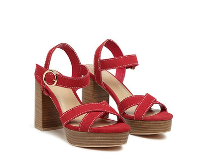 Rag&Co suede block heeled sandals