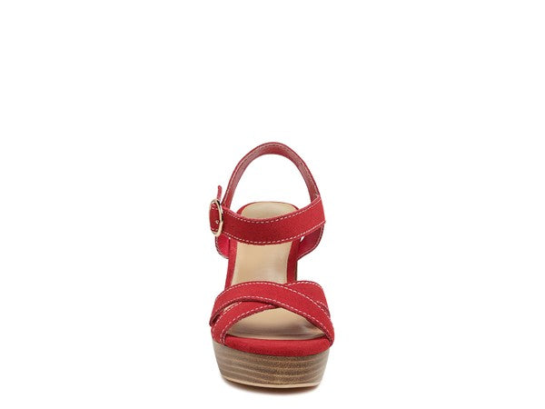 Rag&Co suede block heeled sandals