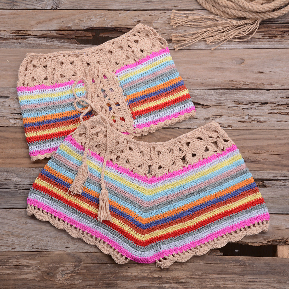 Internet Celebrity Popular Color Split Beach Handmade Bikini Strap Set Bella Mia