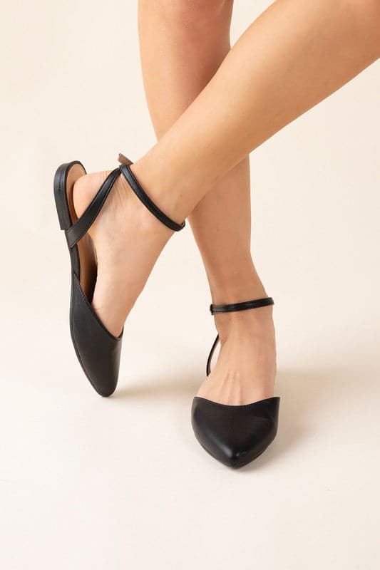 LINDEN-S Ankle Strap Flats.