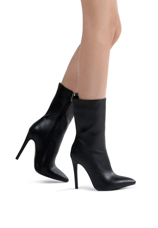 Sleek snake print stiletto ankle boots