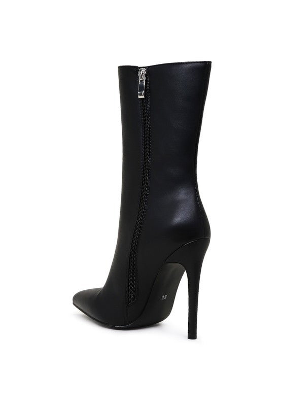 Sleek snake print stiletto ankle boots