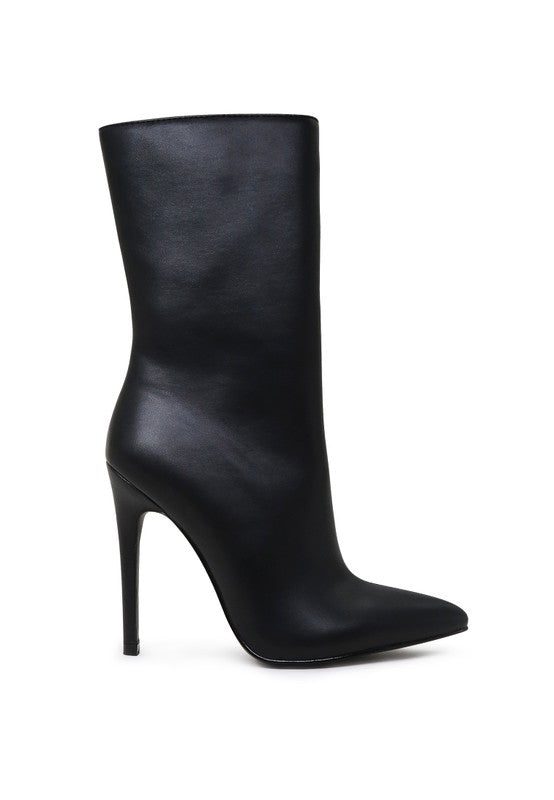 Sleek snake print stiletto ankle boots