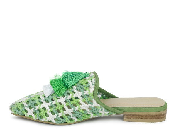 London Rag hand-woven flat mules