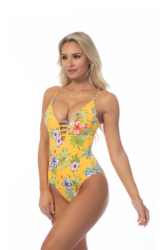 Tropic Temptation Lace-Up One-Piece Swimsuit Coco’s Tee Boutique