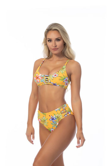 Tropic Tease High Waist Bikini Set – Yellow Floral Vibes