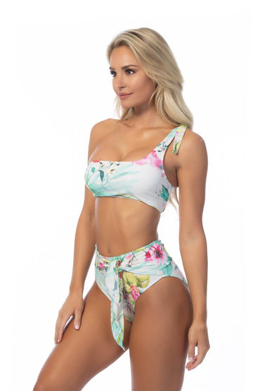 Island Glow One-Shoulder Tropical Bikini Set