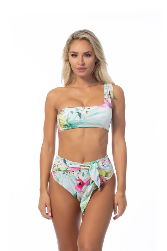 Island Glow One-Shoulder Tropical Bikini Set