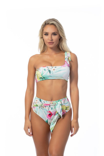 Island Glow One-Shoulder Tropical Bikini Set
