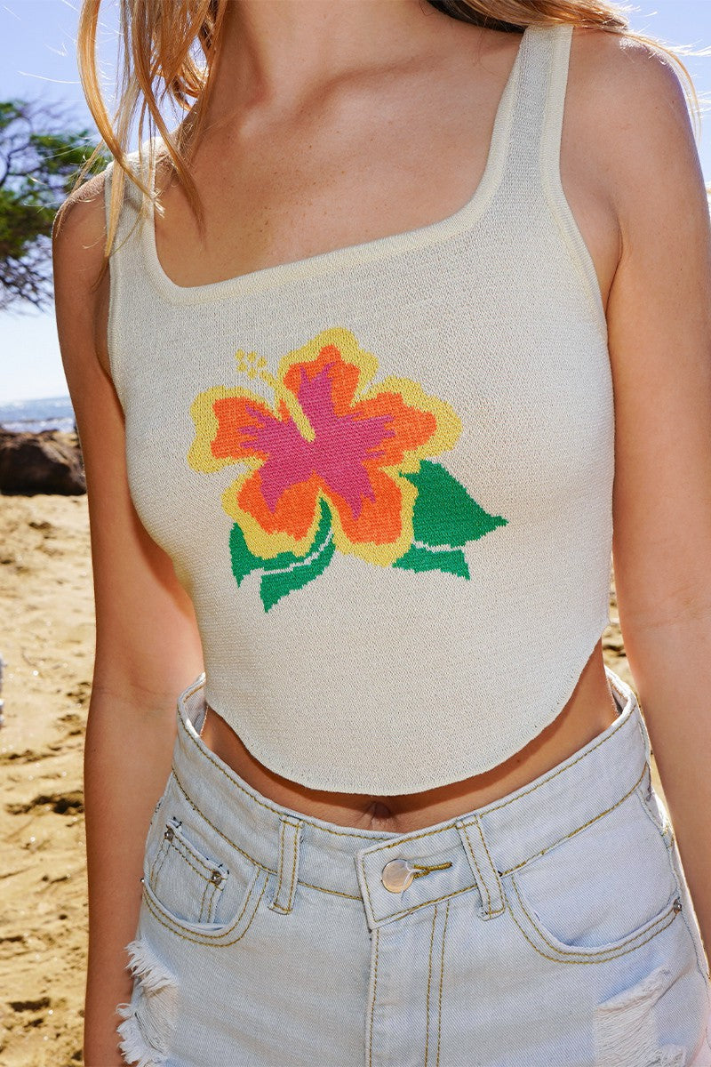 Hibiscus Crop Tank Top Miss Sparkling