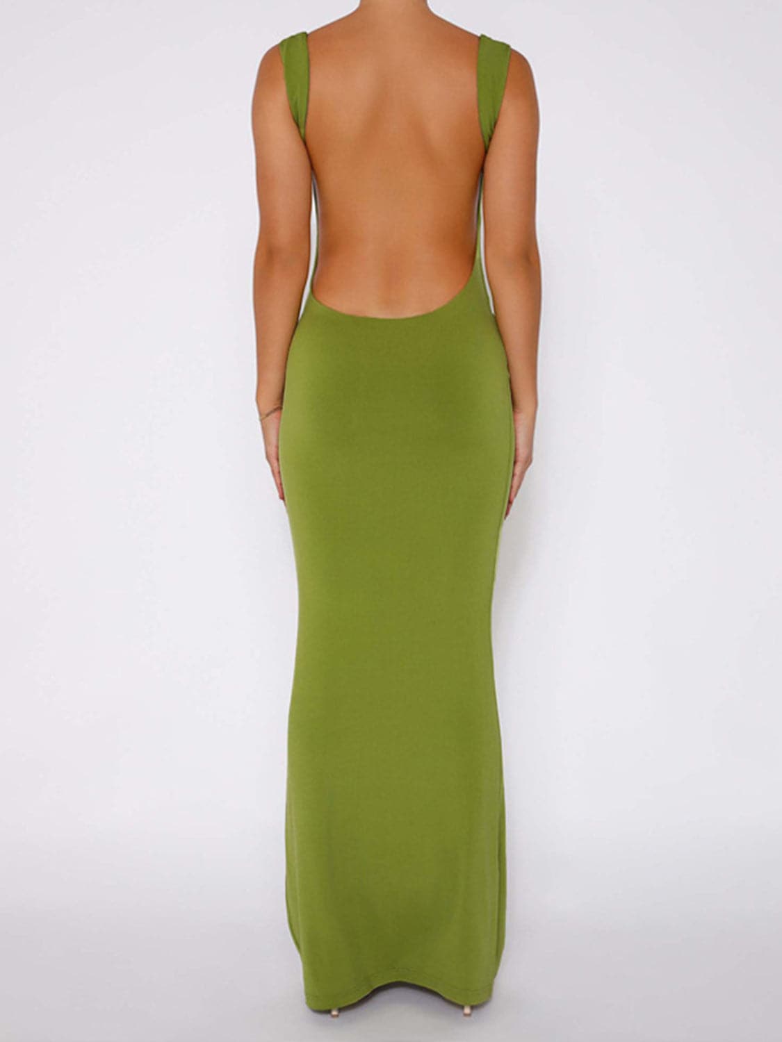 Backless Wide Strap Maxi Dress.