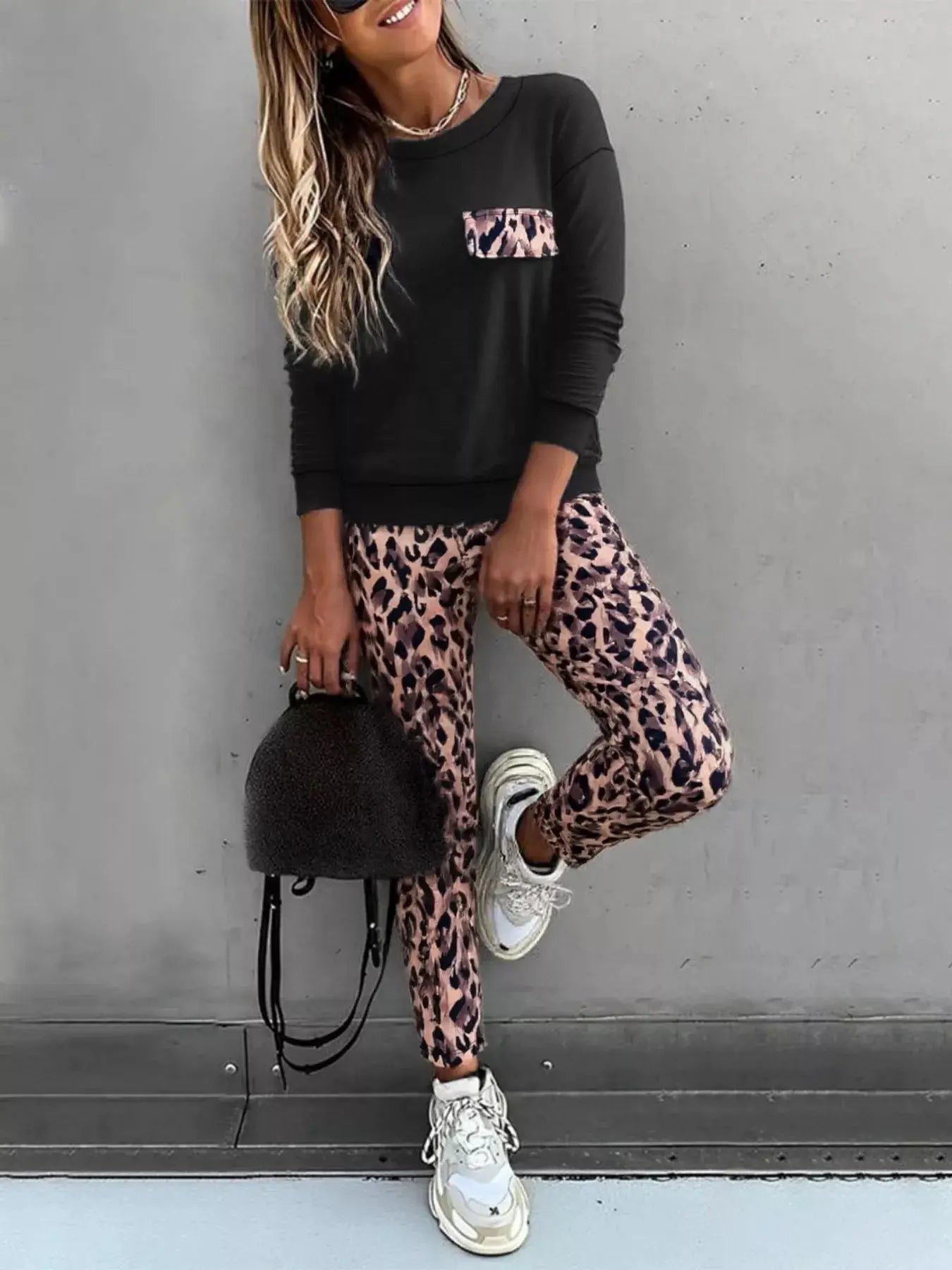Leopard Print Top and Pants Set Simply Love