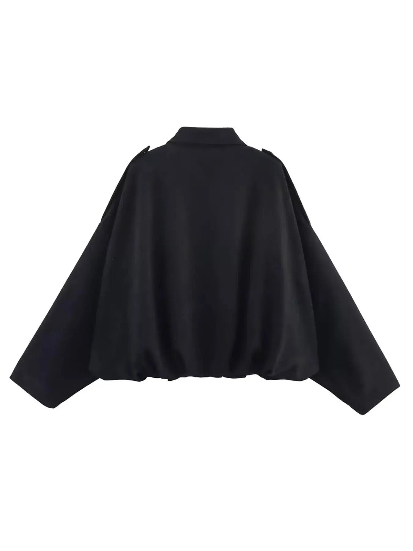 Collared Neck Dropped Shoulder Jacket Simply Love