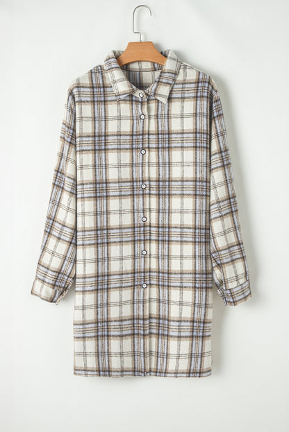 Chic white plaid plus size shacket