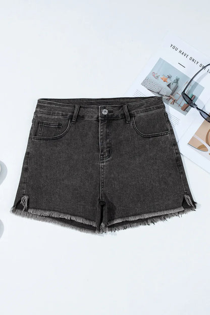 Simply Love: Raw Hem High-Waist Denim Shorts