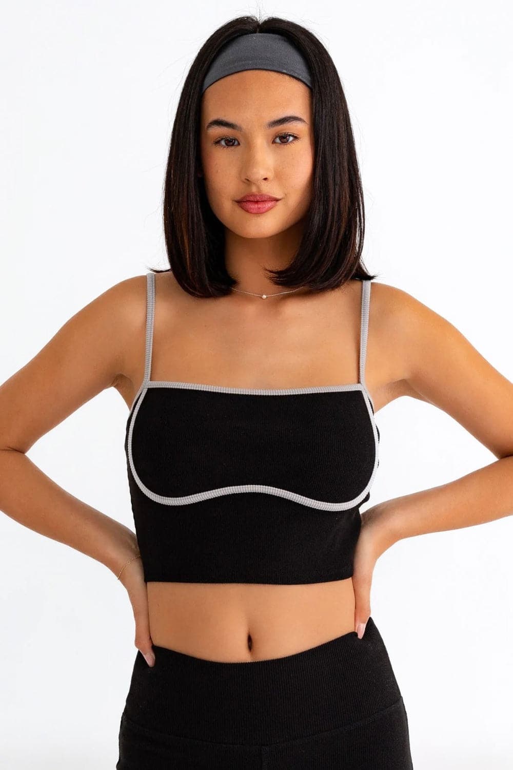 Le Lis Ribbed Crop Cami and High Waist Brushed Leggings Set.