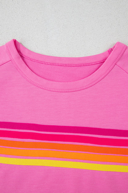 Bonbon Striped Patch Front Casual Tee for Women Styles