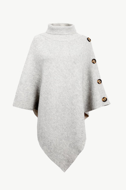 Turtleneck Buttoned Poncho.