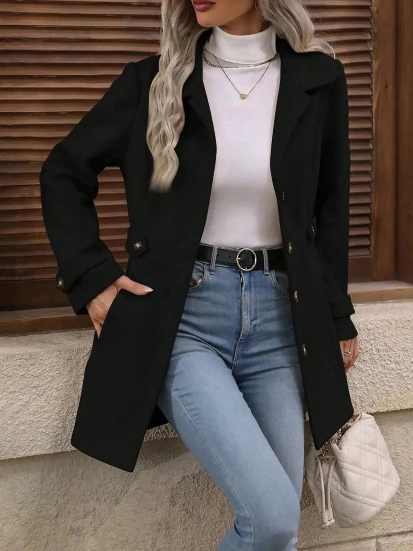 Button Up Long Sleeve Coat Simply Love