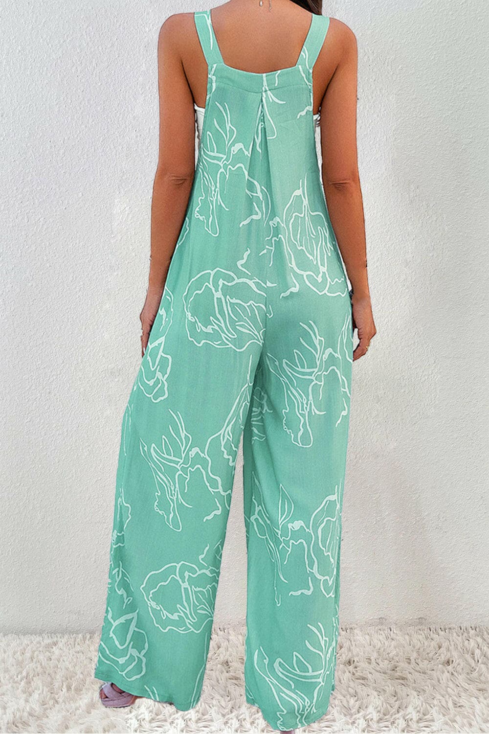 Printed Wide Strap Jumpsuit.