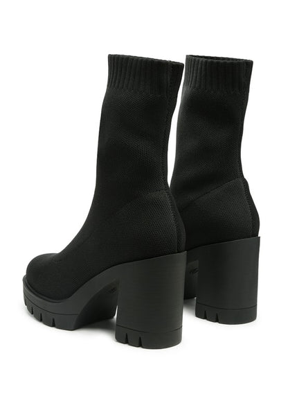 Stylish knitted block heel boots