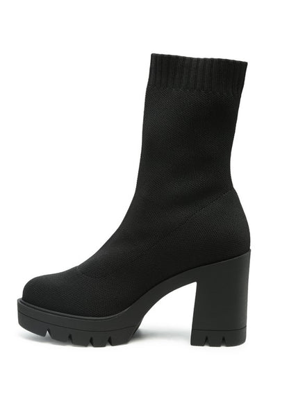 Stylish knitted block heel boots