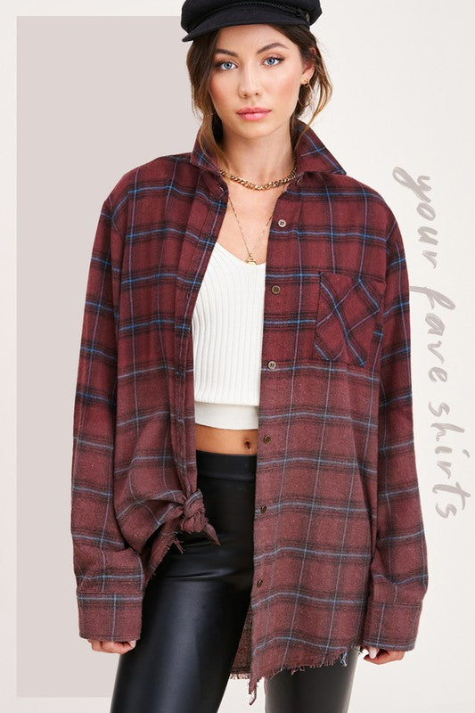 Vintage plaid long sleeve button-up shirt