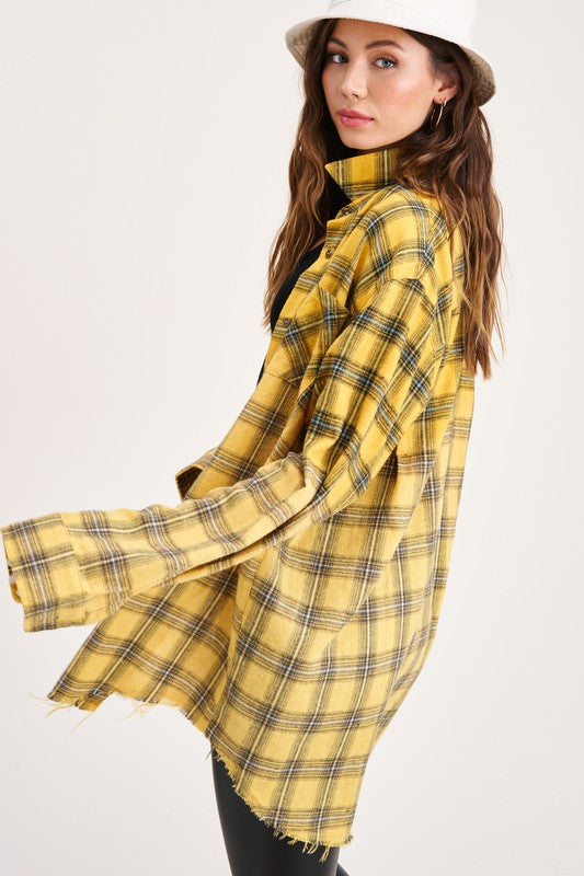 Vintage plaid long sleeve button-up shirt