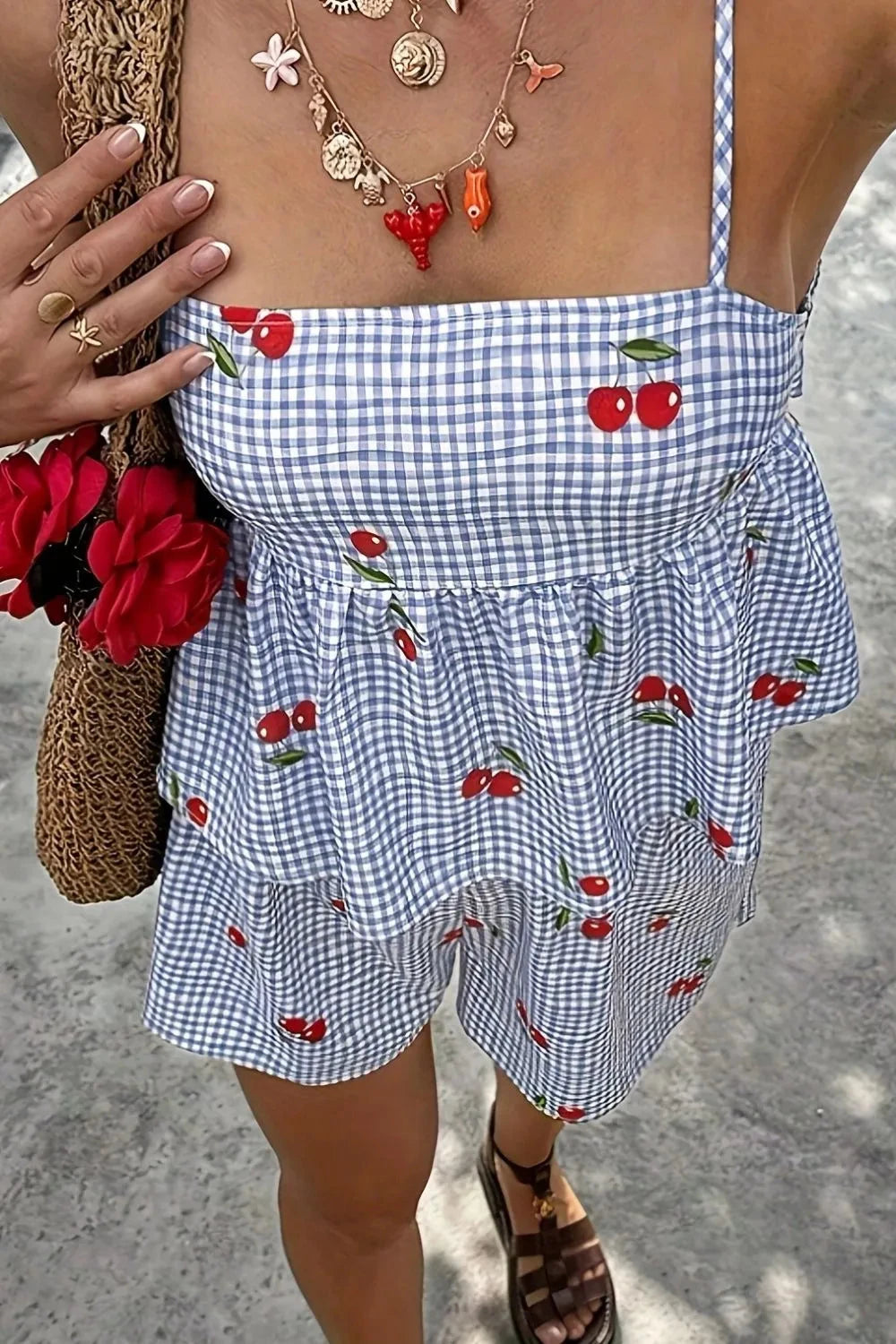 Cherry Sweet Summer Set – Gingham Cami & Shorts Two-Piece Coco’s Tee Boutique