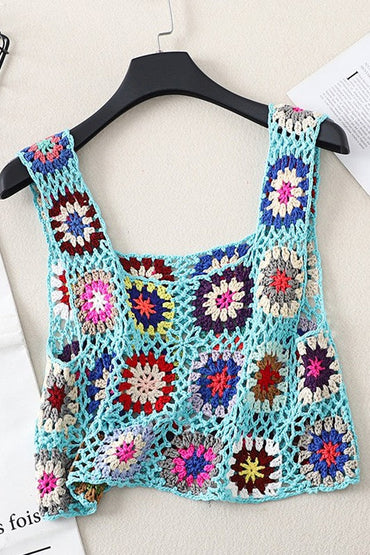 Boho Bliss Crochet Crop Top – Swimsuit Cover Up