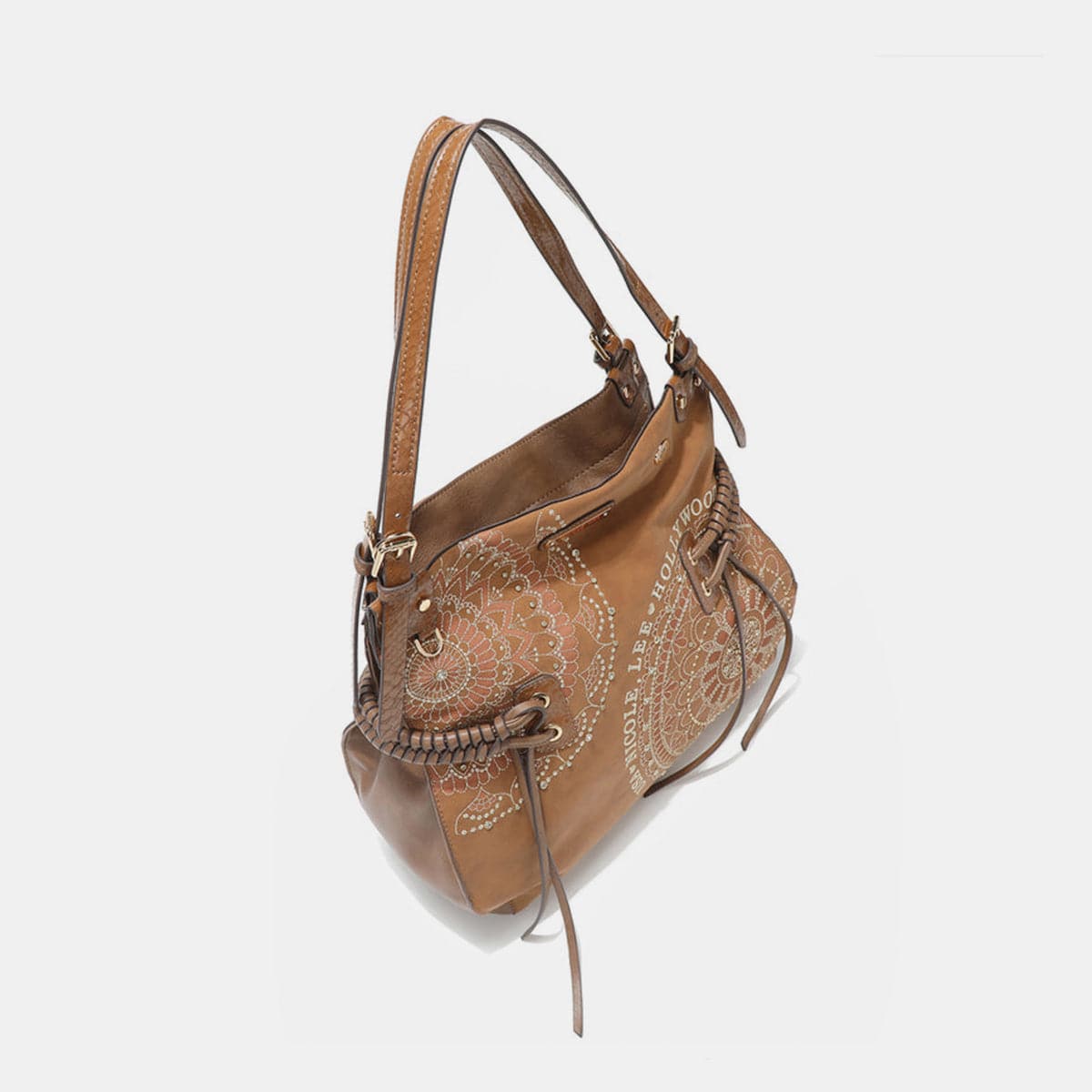 Nicole Lee USA Side Braided Tassel Inlaid Rhinestone Embroidery Hobo Bag.